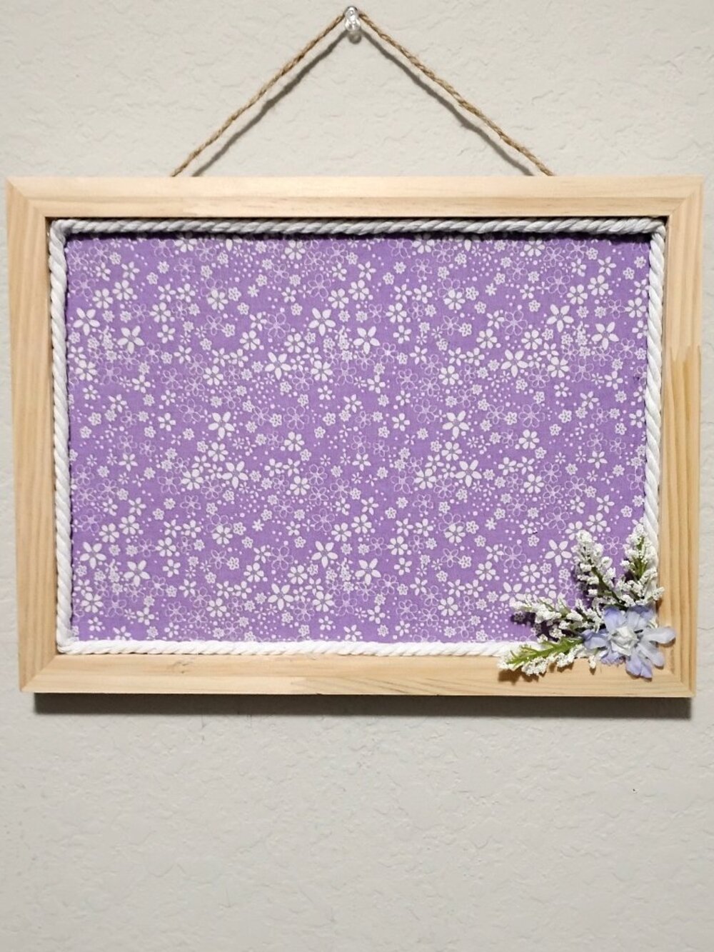 Lilac Purple Decorative Message Bulletin Cork Board 9"x12" Light Wood Frame